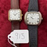 Two hallmarked silver gents and ladies wrist watches by Roy King, both on leather straps