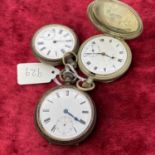 Two gents silver pocket watches (A/F) together with a metal example