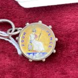 Silver and enamel Maundy fourpence mounted as fob