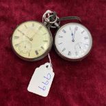 Two gents silver pocket watches both with seconds dials