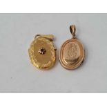 A vintage 9ct oval locket 2.8g inc and a rolled gold locket