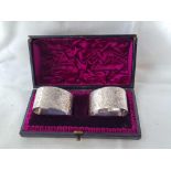 An attractive boxed pair of oval napkin rings, London 1892