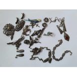 A quantity of assorted silver and marcasite jewellery items