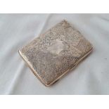 Good crisp Victorian card case with leather interior. Birmingham 1898 By G U