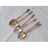 Six heavy Apostle top Victorian coffee spoons. London 1880.82gms