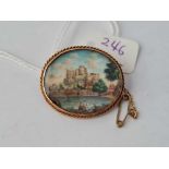 A Victorian hand painted miniature of a Indian palace 9ct