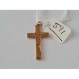 A fancy cross pendant 9ct