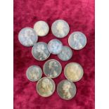 Collection of twelve Victorian bronze coins
