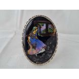 Art Deco oval frame with butterfly wing type picture 3.5 inch high Birmingham 1923
