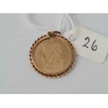 A coin pendant 9ct - 3.2 gms