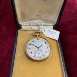 A rolled gold dress pocket watch in case with seconds dial W/O