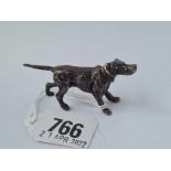 A cast silver (925 standard) of a sporting Dog, 2.5" long, 53g