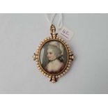 A GEORGIAN ENAMEL AND PEARL FRAMED MINIATURE BY JOHN SMART 1742-1811 18CT GOLD TESTED CASED