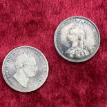 Shilling 1834 and another 1887