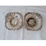 Pair of Victorian commemorative dishes with embossed centres. 5 inch diameter