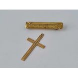 A 9ct inscribed brooch "Abigail" together with 9ct cross - 2.5 gms