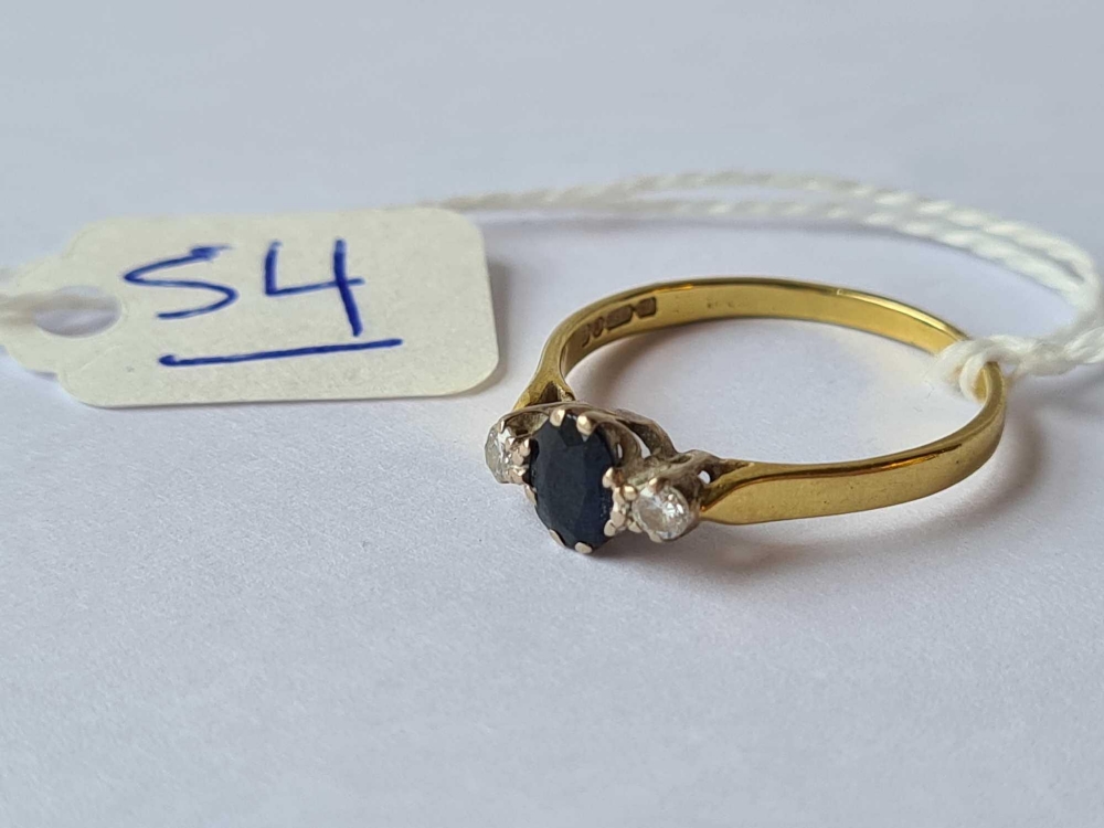 A diamond and sapphire ring 18ct gold size q - 2.5 gms - Image 2 of 4