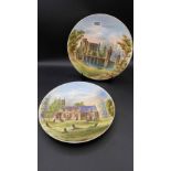 A pair of minton plates, one of Caverswall Castle by WH Clinton 1886? And another similar - 10"