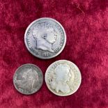 Shilling 1817, sixpence 1679, threepence 1898