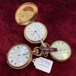 A rolled gold hunter anf two rolled gold gents pocket watches AF