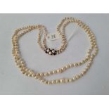 A double row of pearls with 9ct clasp