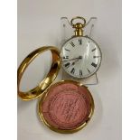 Antique yellow metal verge fusee pocket watch
