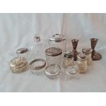 Silver mounted jars, peppers etc