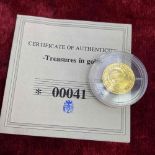 A gold 1/20th oz foreign coin