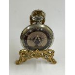 Vintage Masonic pocket watch & stand ( working )