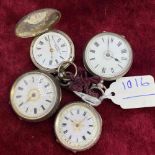 Four ladies silver fob watches