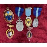 Collection of six masonic jewels