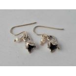 A pair of 925 silver & pearl Lily of the valley earrings