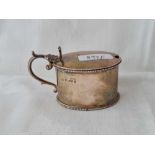 Oval Victorian mustard pot with beaded edges. Sheffield 1885 By H S. 84gms excluding BGL