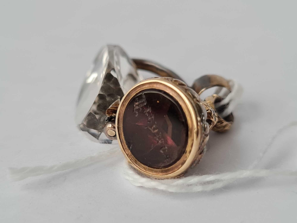 A Victorian crystal swivel seal 9ct and a Victorian gold seal with named intaglio Fredrich - Image 3 of 3