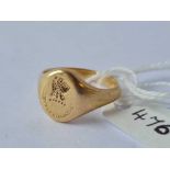 A pinkie ring 9ct size n - 4.8 gms