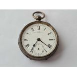 A gents silver pocket watch (no second hand and loose glass)