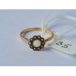A pearl and opal cluster ring 9ct size N 1/2