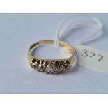 A 5 stone diamond 18ct gold ring size R 3g inc