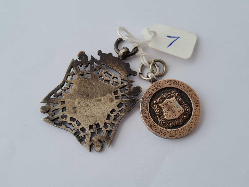 A silver gilt and enamel fob together with a Maltese cross fob in silver 1906 - Image 2 of 2