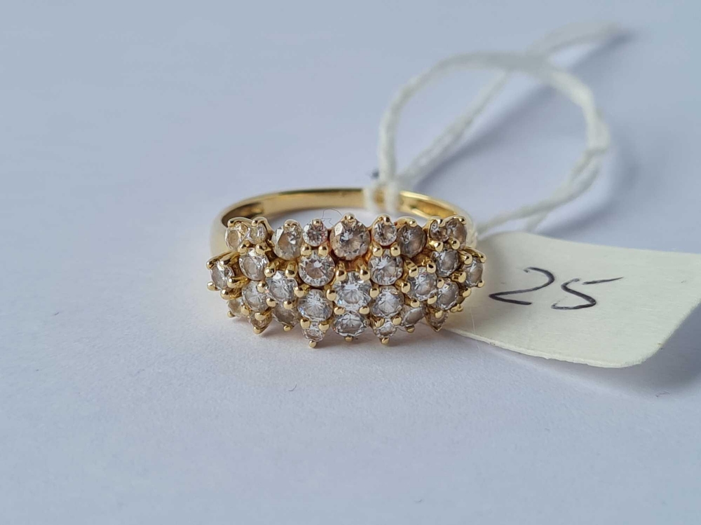 A multi stone 14ct gold dress ring size N 2.9g inc