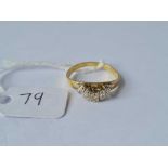 A five stone diamond ring in 18ct gold size K