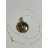 Antique 9ct gold chain & picture locket