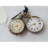 Two ladies silver fob watches both W/O