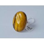 A very large 1960’s silver tigers eye ring London 1969 25g inc