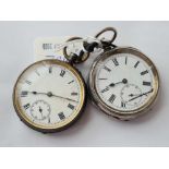 A gents silver pocket watch together with a gun metal pocket watch