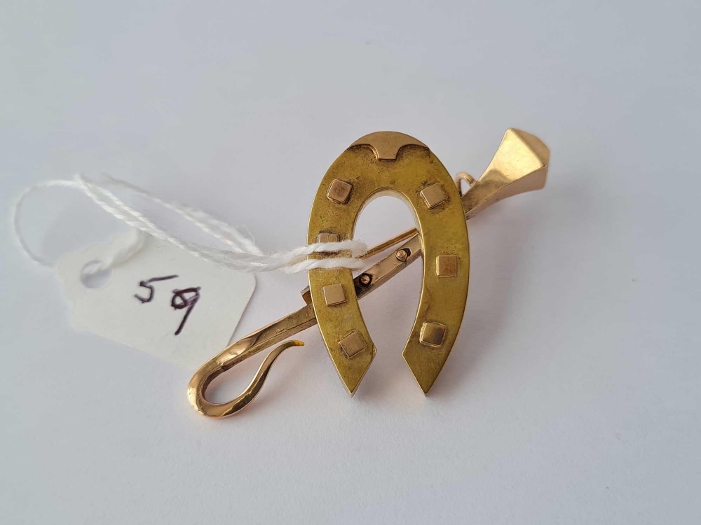 Victorian “horseshoe & nail” brooch, 18ct gold marked on the pin