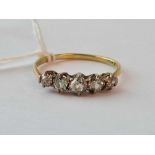 A five stone diamond ring 18ct gold size S - 1.7 gms