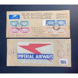 SOUTH AFRICA 1935 F.D.C s/Jubilee set in pairs wrapped in Imperial Airways flier Capetown 1935