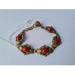 A antique silver and coral bracelet