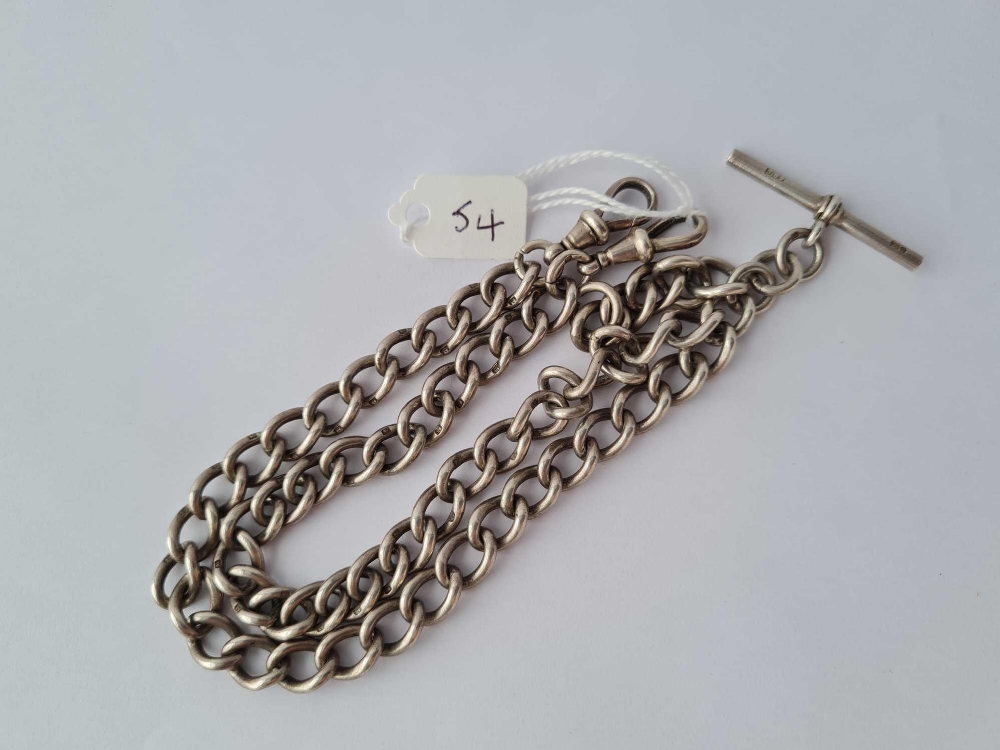 Antique Victorian silver double Albert curb link hallmarked Birmingham 1885, length 18 inches, 67gr
